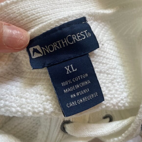 NorthCrest | White Cotton Sweater w/Lace-up Neckline | XL - Picture 3 of 4